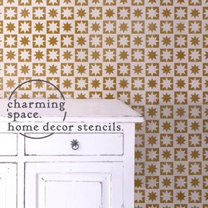 Sun & Stars Stencil, Bohemian Eclectic wall stencil for living room,bedroom,bathroom, Reusable Stencils for walls,furniture,Floors,decor,DIY