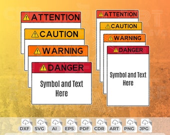 Señal de precaución svg, peligro en blanco svg, advertencia png, atención svg, señal de precaución imprimible, señal personalizada, imágenes prediseñadas de peligro, dxf, eps, archivo pdf