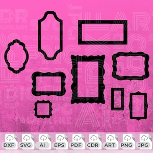 These, photo frame svg, picture frame svg, vintage frame svg, label frame svg, border frame svg, photo frame png, picture frame png, vintage frame png, label frame png and border frame png are digital design files.