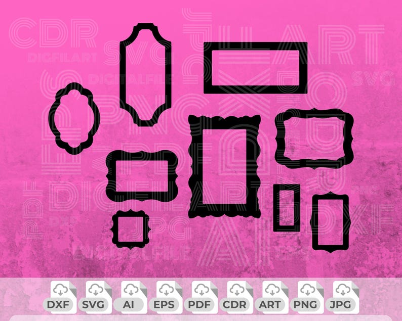 These, photo frame svg, picture frame svg, vintage frame svg, label frame svg, border frame svg, photo frame png, picture frame png, vintage frame png, label frame png and border frame png are digital design files.