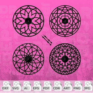 Floral Wall Clock Dxf File, Flower Clock Svg, Round Wall Clock Digital, Wall Clock Laser Cut File, Watch Dxf, Clock Cnc File, Glowforge File