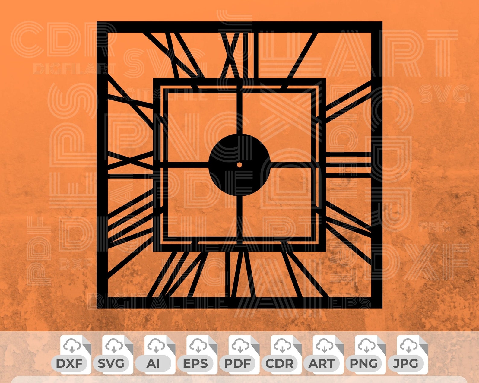 Wall Clock Svg, Wall Clock Laser Cut File, Watch Dxf File, Wall Clock ...