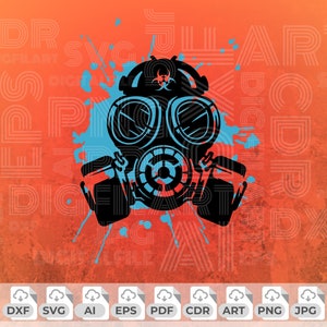 Gas Mask Png, Splash Svg, Hazmat Mask Svg, Respirator Mask Svg, Quarantine Mask Svg, Gas Mask Cut File, Cricut, Silhouette, T-shirt Design