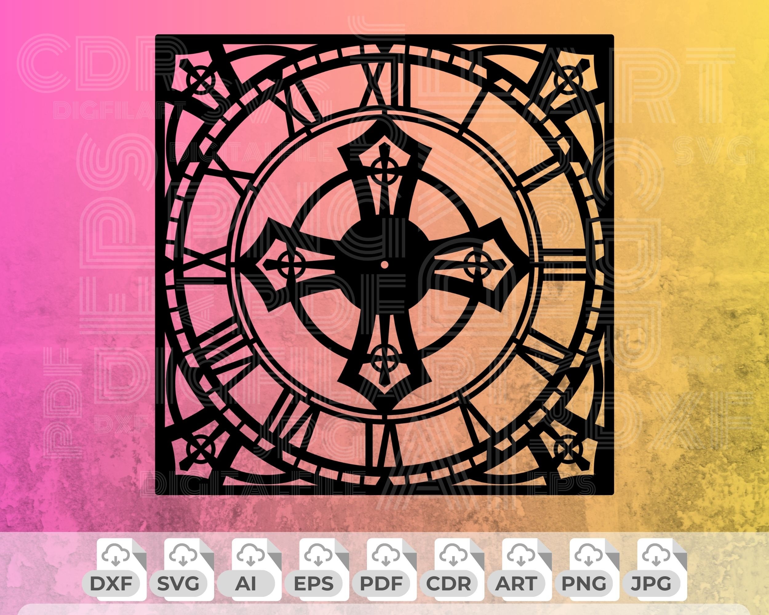 Cross Clock SVG: Christian Wall Art Laser Cut Files (digital Download ...