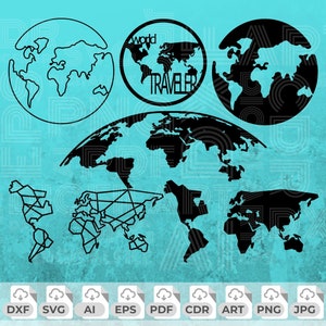 Welt Karte SVG, Erde Png, Kontinente Vektor, Welt Karte Dxf Datei, Welt Reisender SVG, Welt Karte Silhouette, Welt Karte Clipart, Welt Karte Kunst