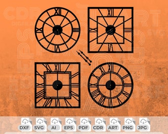 Wanduhr SVG, Wanduhr Laser geschnitten Datei, Uhr Dxf Datei, Wanduhr Png, Uhr Cnc Datei, Uhr Clipart, Uhr Vektor, Glowforge Dateien