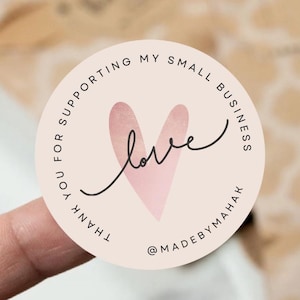 Pegatina personalizada Love / Plantilla de etiqueta de agradecimiento digital / Gracias por su pedido / Embalaje para pequeñas empresas / Envío