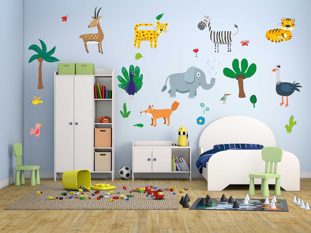 RoomMates Zoo Wandaufkleber Set – 8 Abziehbare Aufkleber Mit Tier-Motiven In Braun, Gelb, Schwarz