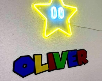 Letrero personalizado de Mario Bros., nombre personalizado para dormitorio de Super Mario, letrero con nombre personalizado de Mario, regalo perfecto