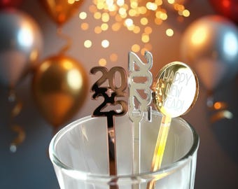 Happy New Year Drink Stirrer, 2025 Graduation Year Drink Stirrers, New Years Party Decoration, Stir Sticks, New Years Party Decor