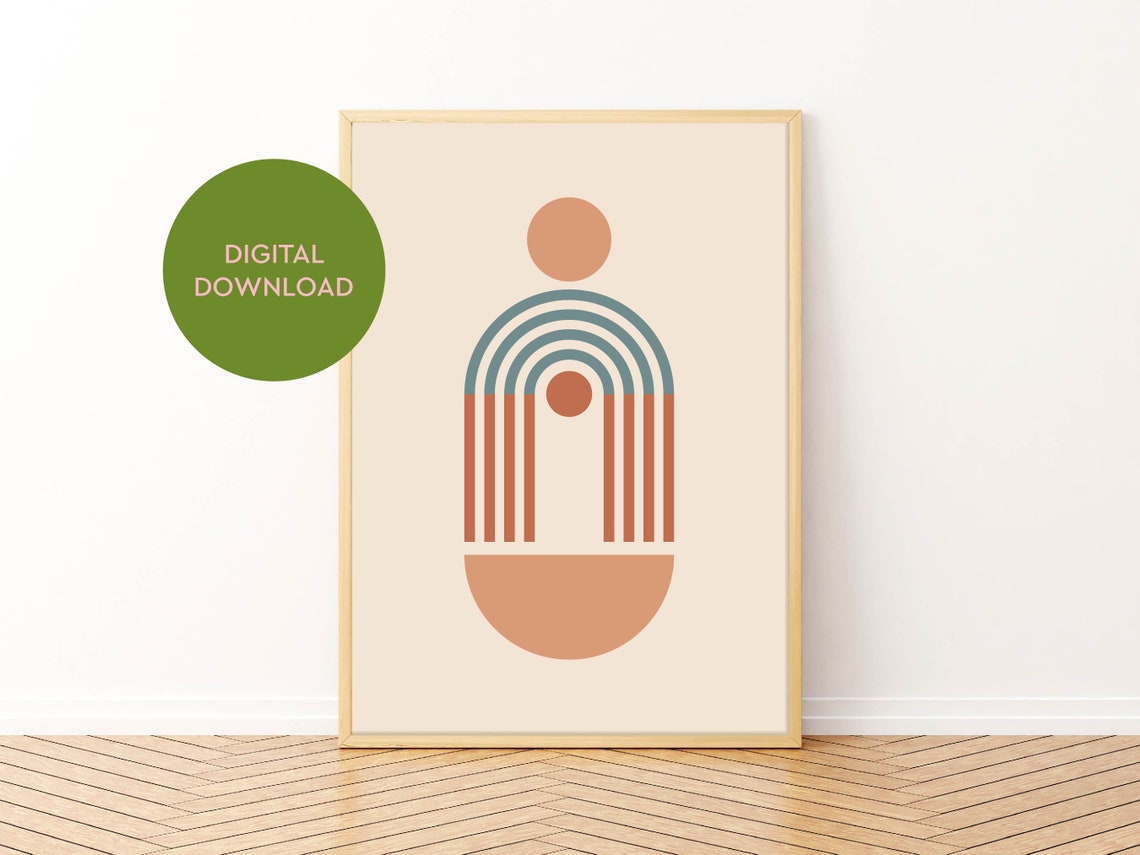 Boho Art Print Mid Century Modern Printable Wall Art Home - Etsy