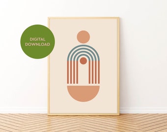 Boho Art Print | Mid Century Modern Printable Wall Art | Home Decor Poster | Neutral Geometric Art | Minimalist Decor | DIGITAL DOWNLOAD