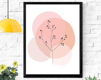 Lámina artística de flores de cerezo: Decoración de pared con acuarela floral rosa (Descarga digital)