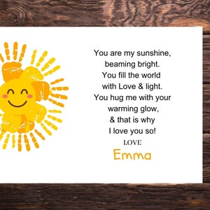 You Are My Sunshine Handabdruck Kunst - Muttertagsgeschenk (Digitaler Download)