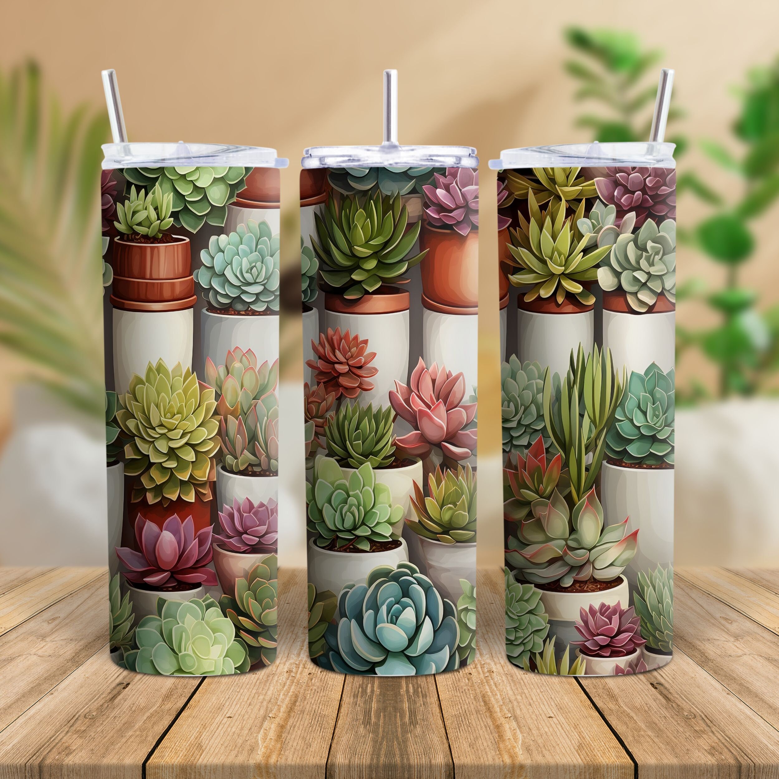 Succulent Tumbler Wrap Flowers PNG Instant Download 20 Oz Skinny ...