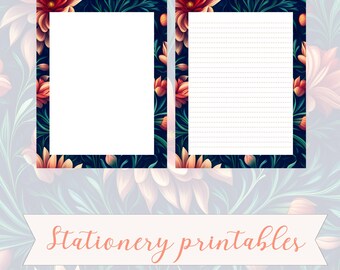 Lotus Stationery printables, Floral stationery, PRINTABLE Stationery, Printable Writing Paper, kids stationery, To Do List Printable set