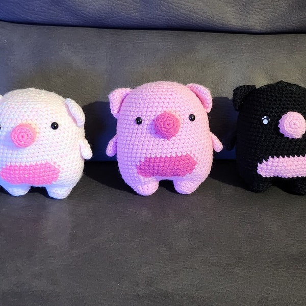 Amigurumi peluches en crochet cochons bicolores