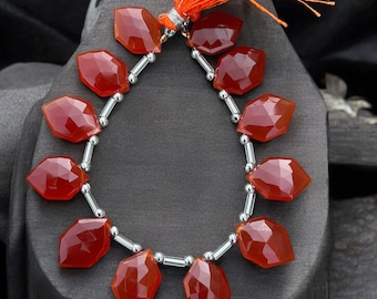 Faceted Coraline Gemstone Beads: Handmade Briolite Jewelry Supplies