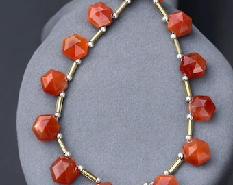 Faceted Coraline Gemstone Beads: Handmade Jewelry Making Supplies