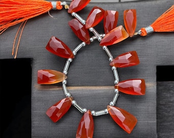 Faceted Coraline Gemstone Beads: Handmade Briolite Jewelry Making, 13pc