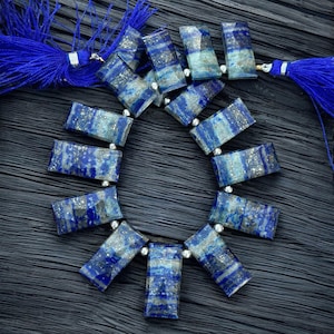 Natural Lapis Lazuli/Blue Beads/Lapis Lazuli Jewelry/Faceted Gemstones/Semi-Precious Bead/Lapis Bead Strand/Handcrafted Beads/Rectangle Shap