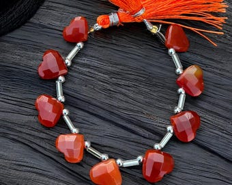 Faceted Coraline Heart Beads: Semi-Precious Gemstone Jewelry (9pc)