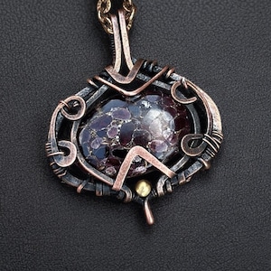 Garnet copper pendent jewelry/ pure handmade work/ best gift for her, healing jewelry/Copper charm pendant/Copper jewelry for women