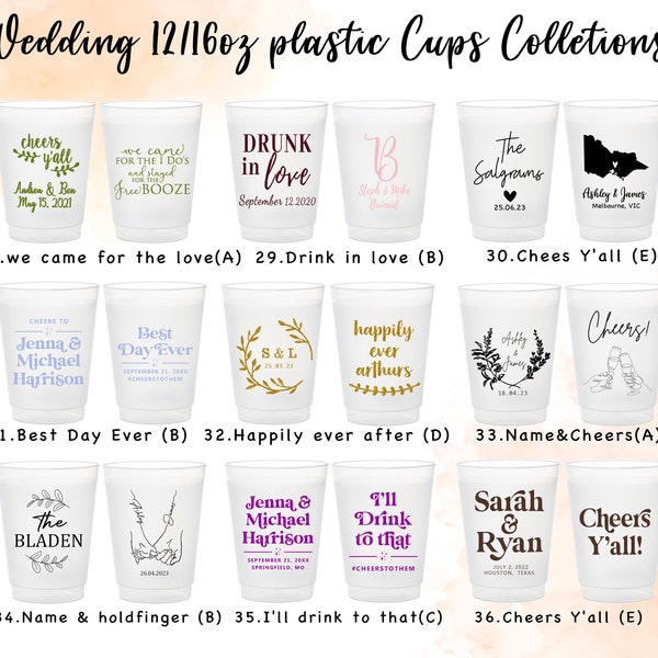 Personalized wedding 12/16oz Plastic Cups, custom personalized plastic cups, wedding favors, Pet wedding favors , Custom Plastic Cups Favors