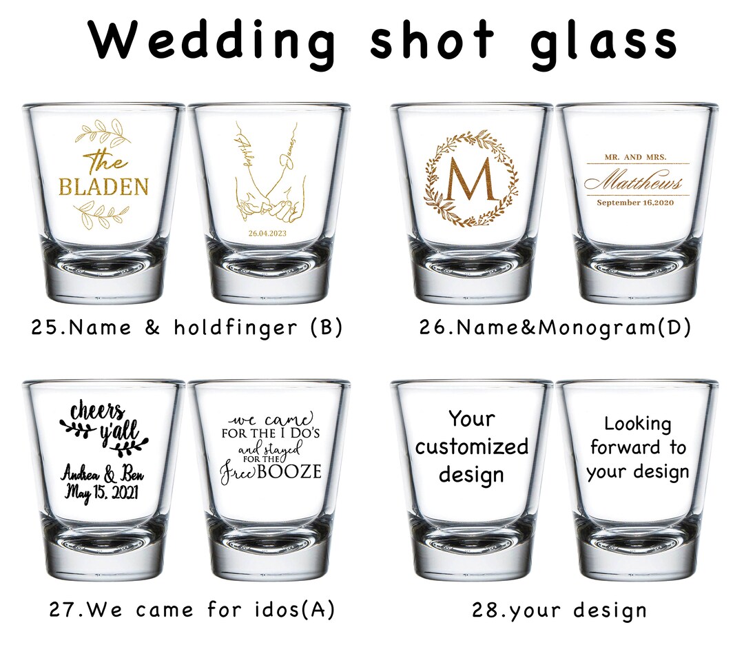 Personalized Wedding Shot Glasses Customized Mr. and Mrs. Shot Glass