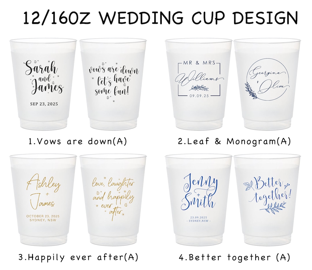 Personalized Wedding 12/16oz Plastic Cups, Custom Personalized Plastic