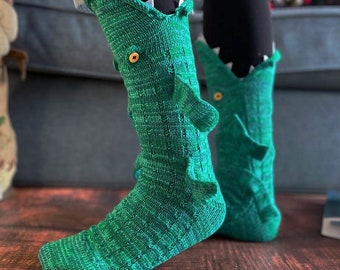 Christmas gift, Funny Novelty Crocodile socks,  Wacky animal knitting socks, Party Socks, One Size Unisex Sock, special Gift for her him,