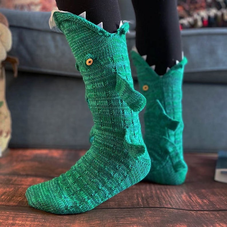Christmas gift, Funny Novelty shark socks, Wacky animal knitting socks, Party Socks, One Size Unisex Sock, special Gift for her him, Crocodile A