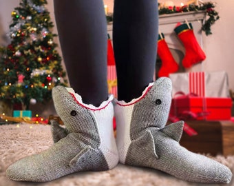 Regalo de Navidad, Calcetines de tiburón divertidos y novedosos, Calcetines de punto de animales locos, Calcetines de fiesta, Calcetín unisex de talla única, Regalo especial para ella,