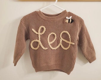 Personalized Baby Name Sweater | Hand Embroidered Knit Name Sweater for Kids | Custom Knit Infant Jumper | Newborn Gift | Christmas gift