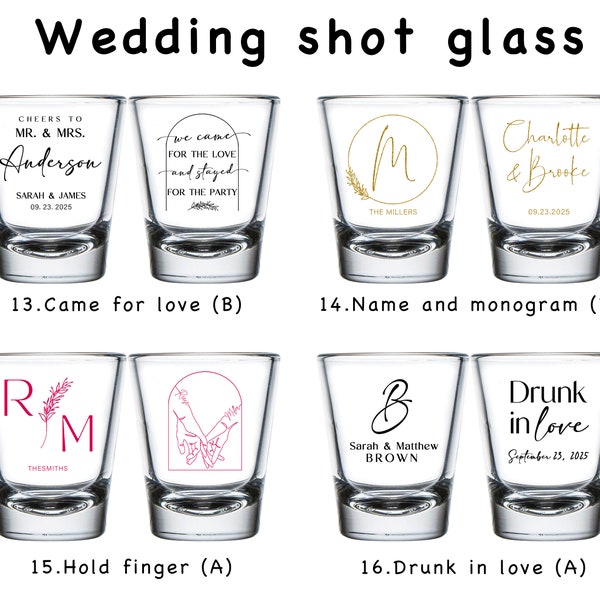 Personalized Wedding Shot Glasses - Customized Mr. and Mrs. Shot Glass Set, Personalized Wedding Favors , Personalized Wedding Shot Glass