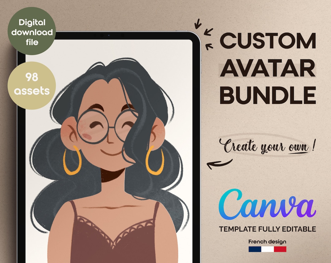 Avatar Custom Kit, Canva Template, Avatar Bundle, Portrait Personalized