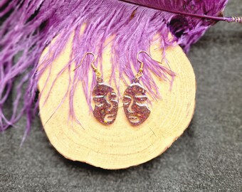 Face earrings, resin face earrings, abstract earrings, birthday gift, original gift,