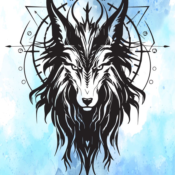 Viking Svg | Fenrir Head Svg | Norse Wolf Svg | Fenrir Png | Viking Png | Wolf Digital File | Viking Cricut | Norse Mythology Svg