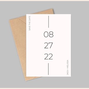 Guardar la fecha numérica minimalista, plantilla tipográfica guardar la fecha con línea geométrica, plantilla editable e imprimible