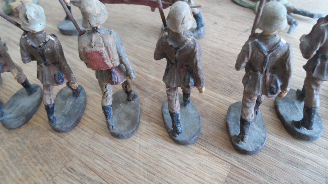 WW1 LOT 4 soldats figurines massesoldaten composition Elastolin ou