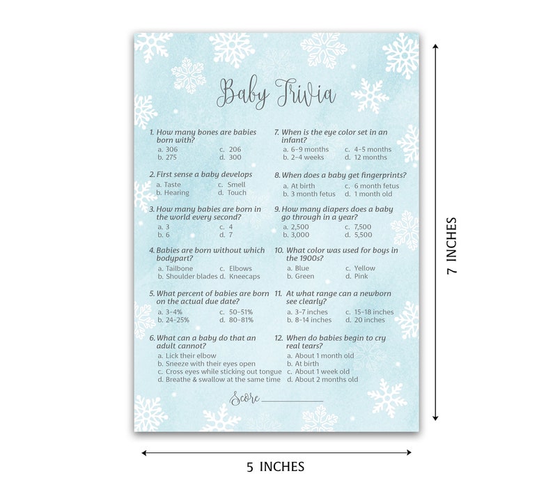 PRINTED Gender Reveal Party Games — Baby Trivia Game — Set of 25 — BLUE ...
