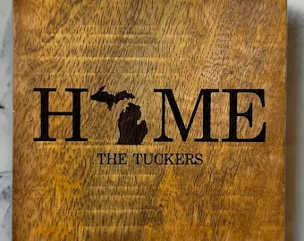 Set of Four Personalized Home State Wood Coasters - Fully Customizable - All States Available
