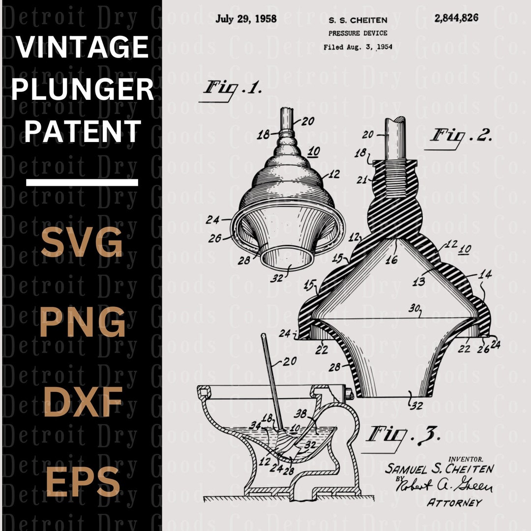 Vintage Plunger Patent - DIGITAL FILE ONLY - Etsy
