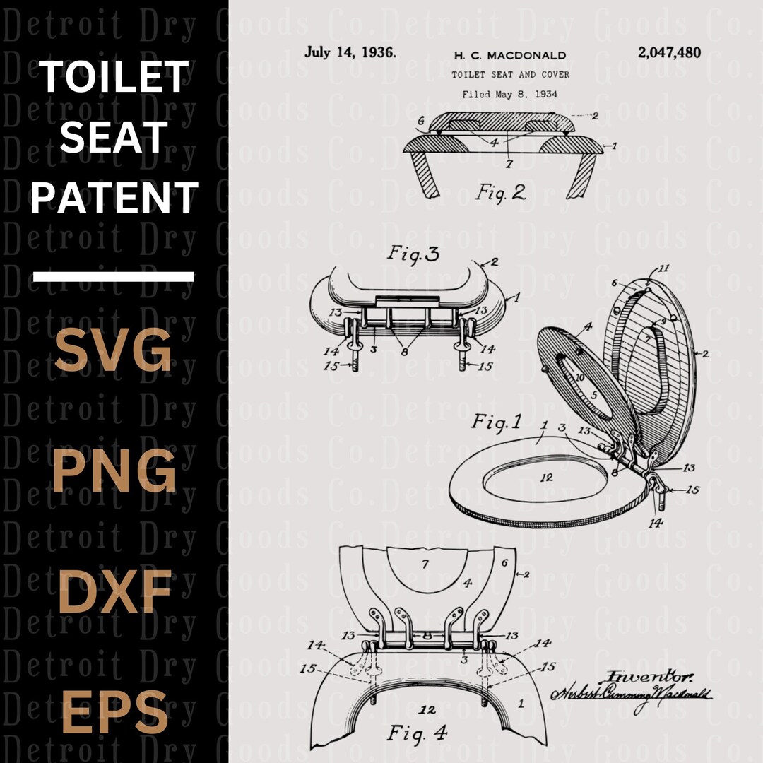 Toilet Seat Patent DIGITAL FILE ONLY Etsy