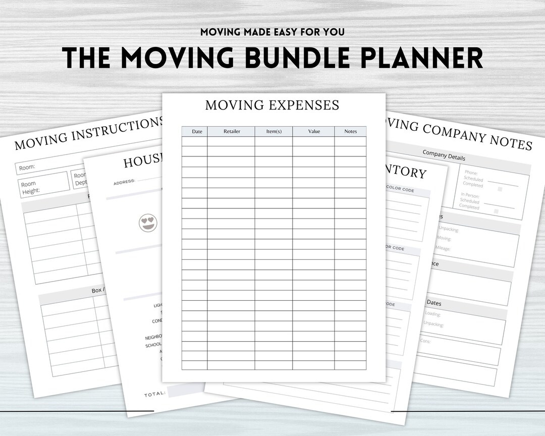 Moving Checklist Printable Instant Download File, 47 Pages New House ...