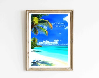 Cayman Islands Art| Cayman Island Print| Grand Cayman| Travel Poster| Caribbean Art| Watercolor Art|Cayman Islands Poster| Digital Download