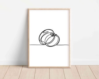 Couple Marriage Line Art | Wedding Line Art | Wedding Ring Print | Wall Art Print | Art Prints | Digital Download | Couple One Line Print