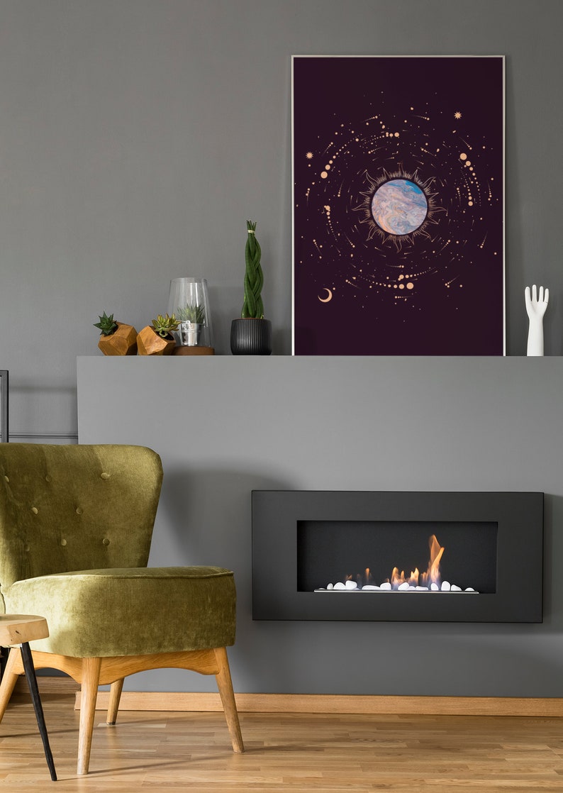 Sun and Moon Wall Art Sun and Moon Print Galaxy Wall Art Universe Wall Decor Wall DecorationArt Prints Digital Download Printable image 7