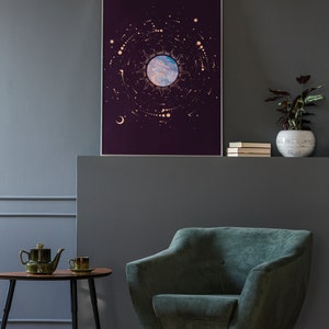 Sun and Moon Wall Art Sun and Moon Print Galaxy Wall Art Universe Wall Decor Wall DecorationArt Prints Digital Download Printable image 3