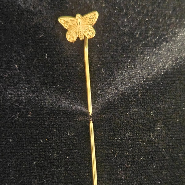Vintage Gold Tone Butterfly Lapel Stick Pin